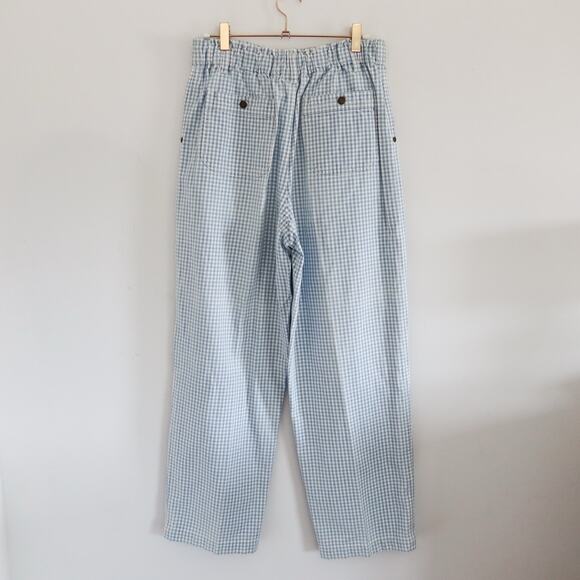 Vintage Gingham Straight Leg Pants Blue Checked Petite Medium - Picture 7 of 8